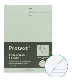 Protext 64Pg Writing Book 24Mm Dotted Thirds + Margin