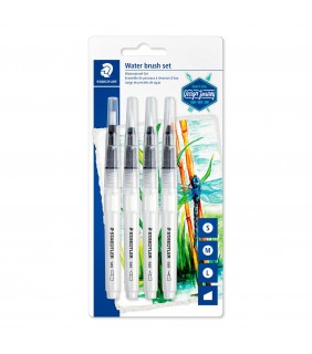 Staedtler water fillable brush card of 4 assorted - fine, medium, larg