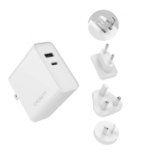 Cygnett PowerPlus 60W USB-C/12W USB-A + 1.5M C-C Cable & EU/UK/AU ad