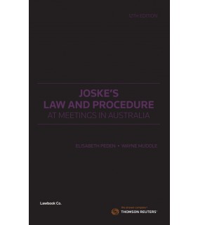 Thomson Reuters eBook Joske's Law and Procedure at Meetings in Australia