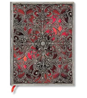 Paperblanks Silver Filigree Collection, Garnet, Ultra Unlined Flexi