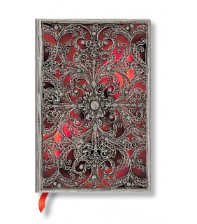 Paperblanks Silver Filigree Collection, Garnet, Mini Lined Flexi