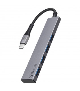 Bonelk Long-Life USB-C to 4 Port USB 3.0 Slim Hub (Space Grey)