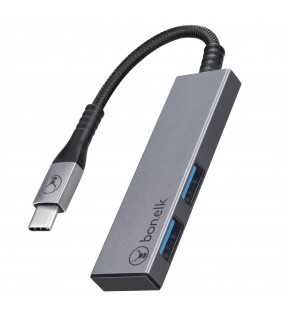 Bonelk Long-Life Series USB-C to 2 Port USB 3.0 Slim Hub (Space Gre