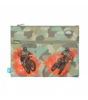 Spencil 2 ZIP A4 PENCIL CASE - CAMO BIKER