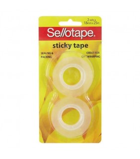 Sellotape Sticky Tape 18x25 2 Pack Refill