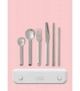 Stainless Steel cutlery with Silicone pouch - Cloud