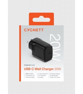 Cygnett PowerPlus 20W USB-C Wall Charger - Black