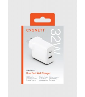 Cygnett PowerPlus 32W Dual Port Wall Charger – White