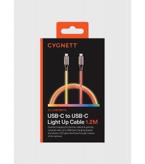 Cygnett Illuminate USB-C to USB-C 1.2m Light Up Cable