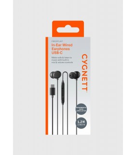 Cygnett FreePlay Wired USB-C (ENC) Earbuds - Black
