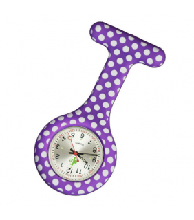 eNurse Waterproof Silicone FOB Watch - Patterns Purple Polka