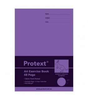 Protext A4 48pg Exercise Book 8mm ruled + margin