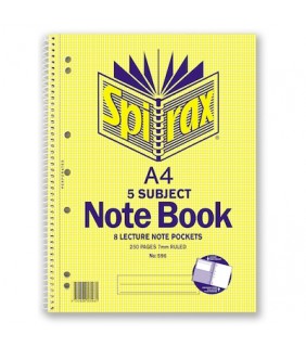 Spirax Notebook #596 5 Subject A4 125 Leaf/250 pg