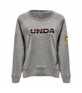 Ladies Crew Neck Sweater - Grey/Navy/Gold