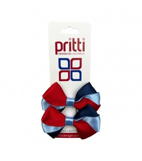 Clip on bows - 3 colour Red/light blue/navy 