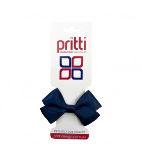 Clip On Dark Navy Satin Bow