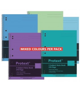 Protext A4 3 Subject Book - 270pg Spiral w/ 4 pockets