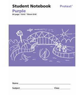 Protext Student Note Book Purple 64 page Grid 10mm