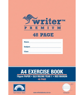 Writer Exercise Book A4  48 Page QLD Ruled Year 1 with Margin