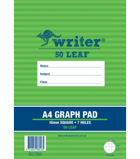 Protext A4 10mm 50 leaf Graph pad + 7 holes