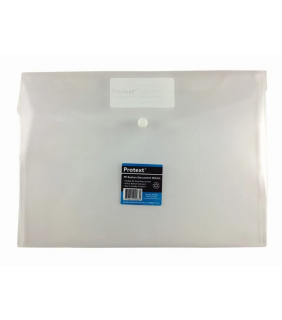 Protext A4 PP Document wallet with button closure - Clear