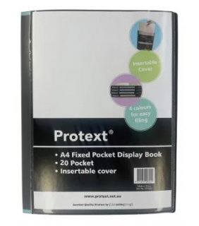 Protext A4 20pkt Fixed Pocket Display Book, Insert Cover and spine -