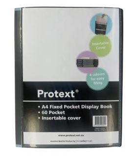 Protext A4 60pkt Fixed Pocket Display Book, Insert Cover and spine,