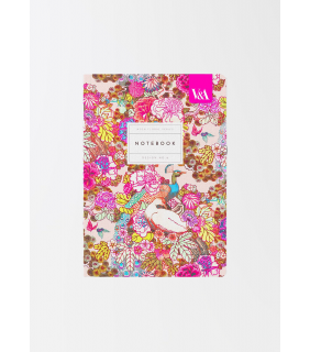 V&A A5 Textured Soft Cover Notebook-Neon Floral Peacock Floral