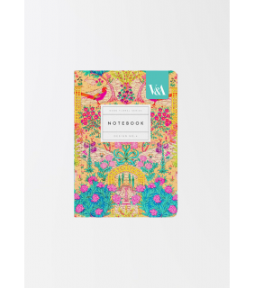 V&A A6 Textured Soft Cover Notebook-Neon Floral Ornate Garden