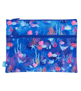 Spencil A4 Twin Zip Pencil Case - Coral Garden