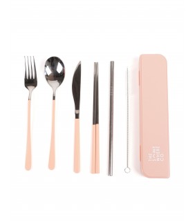 The Somewhere Co Blush Handle Silver Cutlery Set