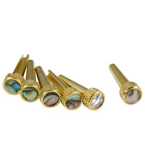 D'Andrea Solid Brass Tone Pin Set - Flat Top with Abalone Inlay (Set of 6)