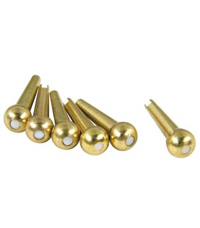 D'Andrea Solid Brass Tone Pin Set - Round Top with Mother of Pearl Dot (Set of 6)