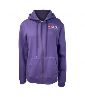 ACU Ladies Purple Zip Jacket Hoodie Shield Logo