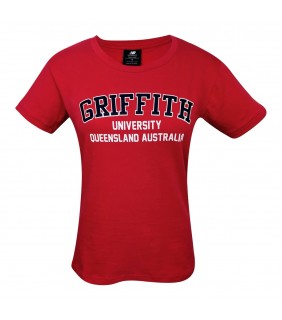 Red Ladies Screen Varsity T Shirt 