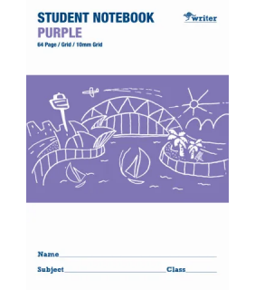 Writer Student Note Book Purple 64 page Grid 10mm