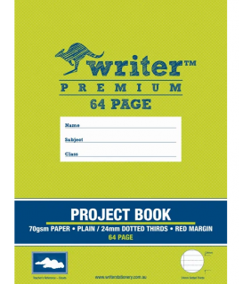 Writer 64pg Project Book Plain/ 24mm  Dotted Thirds + Margin