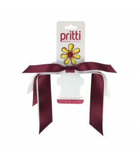 Pritti 5 Tail Satin Maroon/White Ribbion