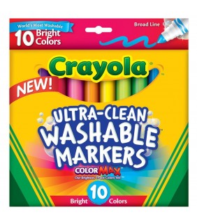 Crayola Markers Washable Broadline Pk 10 Bright