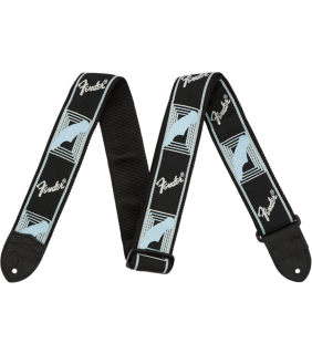 Fender® 2" Monogrammed Strap, Black/Light Grey/Blue