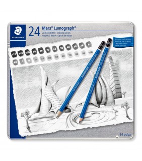 Staedtler Mars Lumograph  tin of 24 degrees