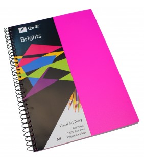 Quill Visual Art Diary 110gsm A4 120pg Cerise Pink
