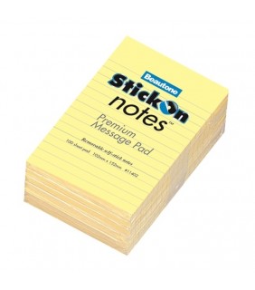 Stick On Notes Ruled 102mm x 152mm 6 Pads x 100 Sheets - Yellow