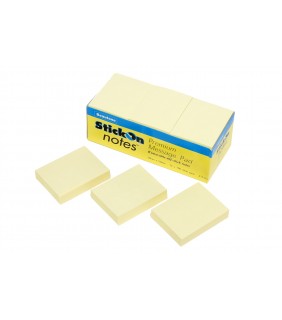 Stick On Notes 38mm x 50mm 12 Pads x 100 Sheets - Yellow