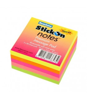 Stick On Notes 76mm x 76mm 5 Pads x 80 Sheets - Neon Assorted