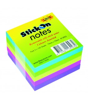 Stick On Notes 76mm x 76mm 5 Pads x 100 Sheets - Ultra Assorted