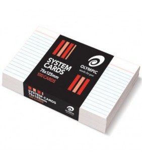 Olympic System Card Ruled 75×125 White Pack 100