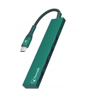 Bonelk Long-Life USB-C to 4 Port USB 3.0 Slim Hub (Green)