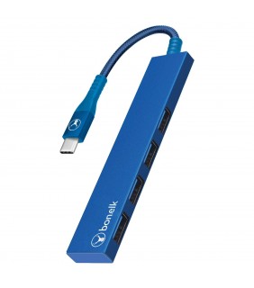 Bonelk Long-Life USB-C to 4 Port USB 3.0 Slim Hub (Blue)